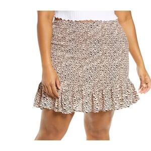 BP. skirt smocked ruffle miniskirt camo pink black size 2X